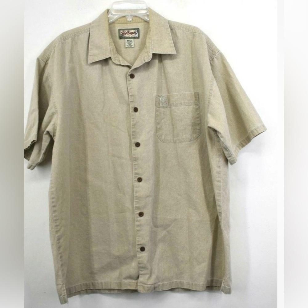 Big Dogs Mens Tan Short Sleeve Button-Up Vintage Shirt Tan Men's Shirt Size: 4X